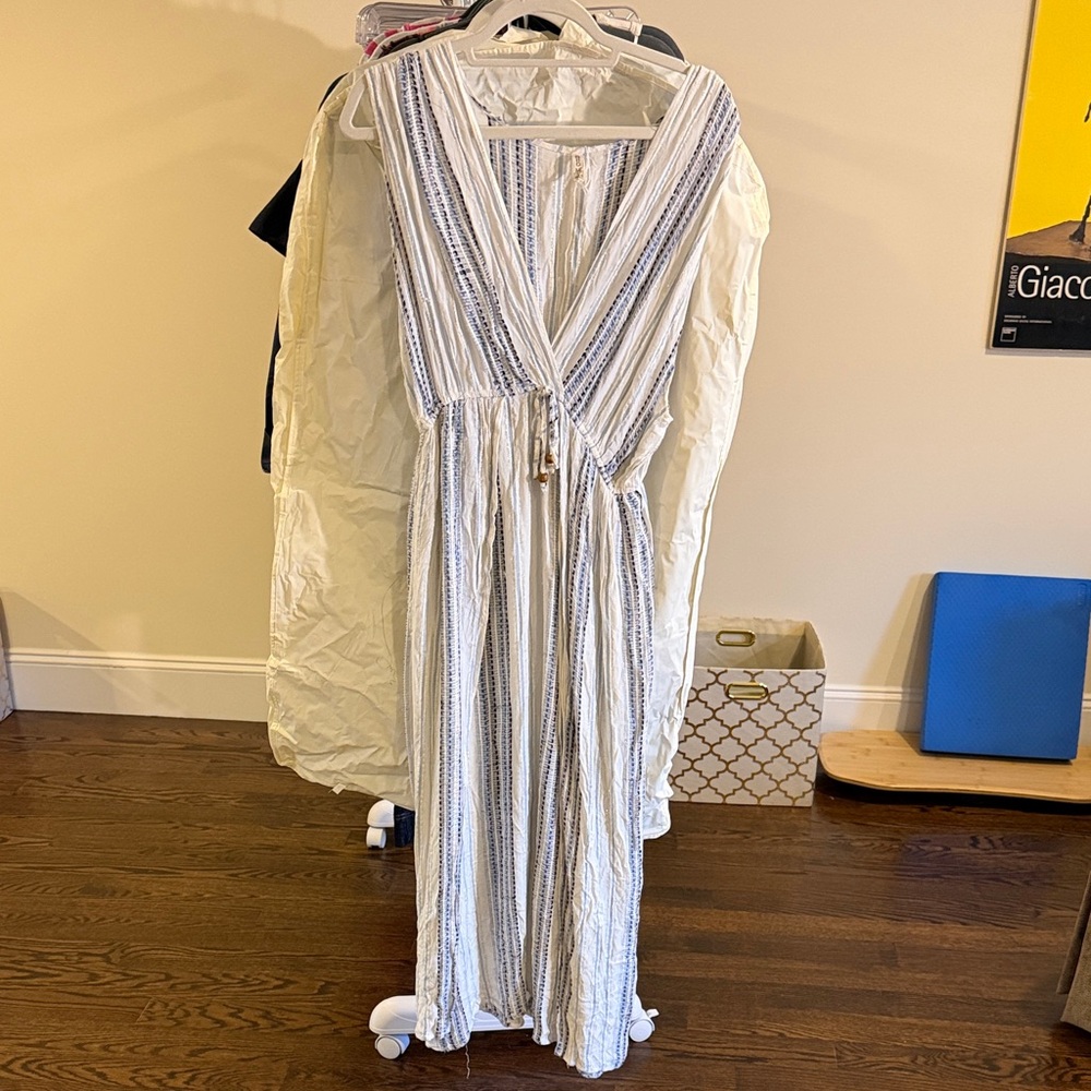 Boho Striped V-Neck Cover Up Maxi